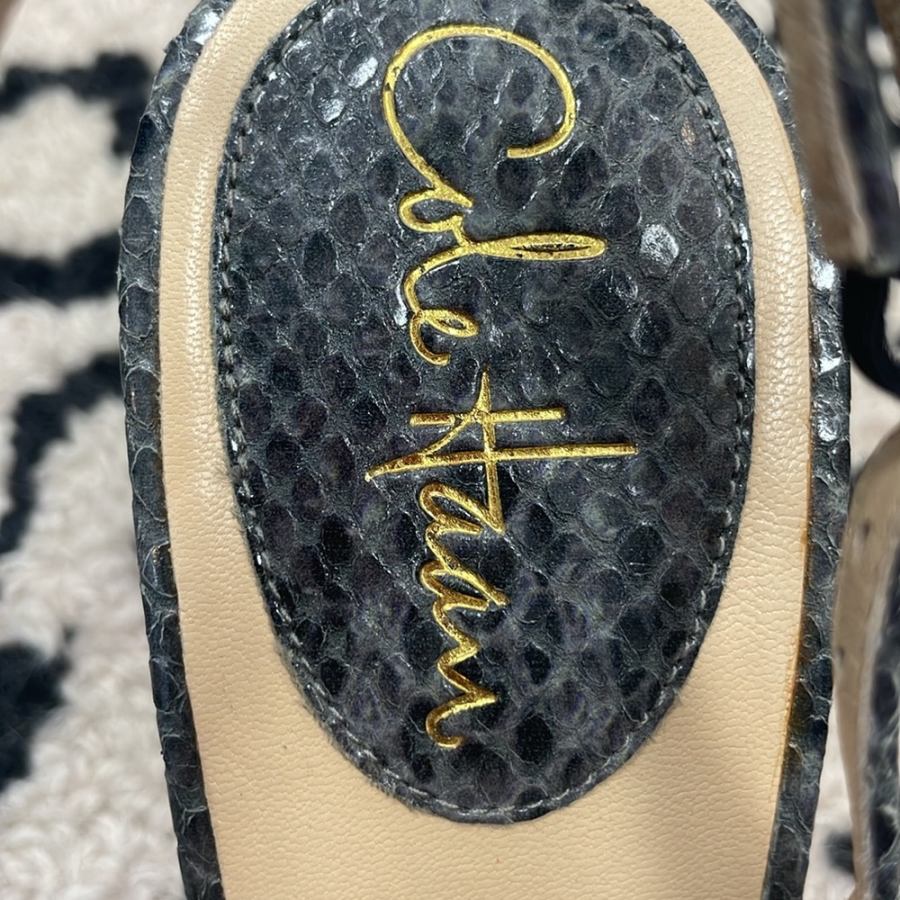 Cole Haan, 7, gray snake skin embossed leather peep toe sling back heel orig 260 - Picture 3 of 7